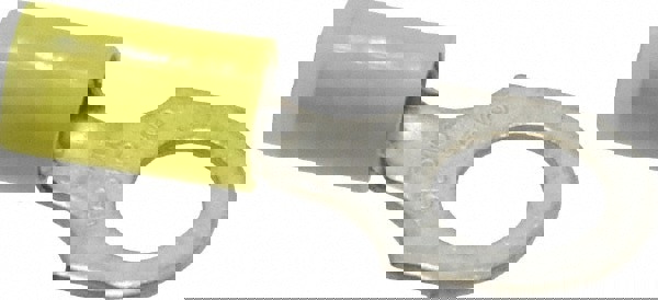 D Shaped Ring Terminal: Partially Insulated, 12 to 10 AWG, Crimp Connection