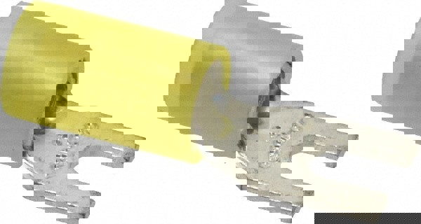 Standard Fork Terminal: Yellow, Nylon, Partially Insulated, #6 Stud, Crimp