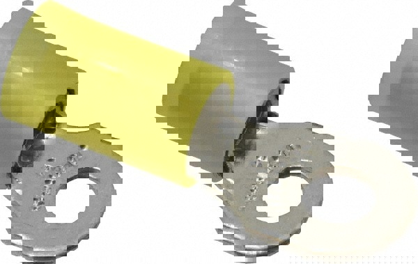 D Shaped Ring Terminal: Partially Insulated, 12 to 10 AWG, Crimp Connection