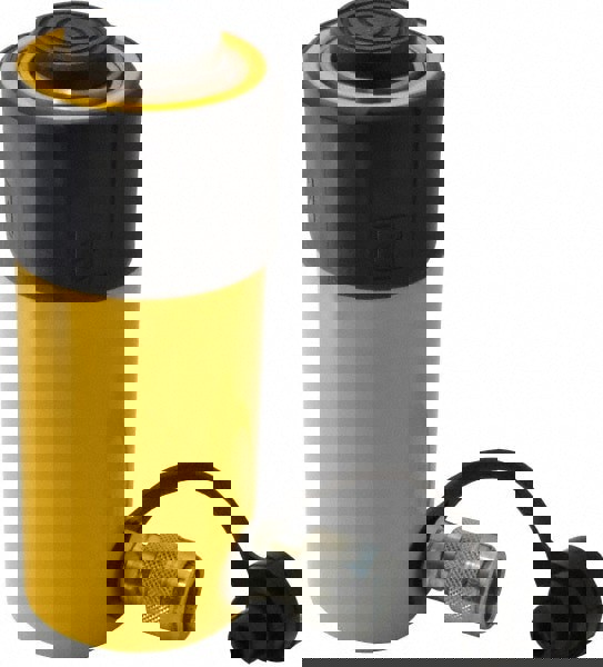 Portable Hydraulic Cylinder: Single Acting, 20.63 cu in Oil Capacity