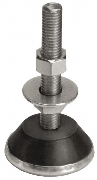 Leveling Mount with Glide Cup & Leveling Stud: 3/8-16 Thread, 2-1/4