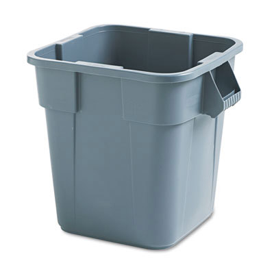 Trash Can: 28 gal, Square, Gray