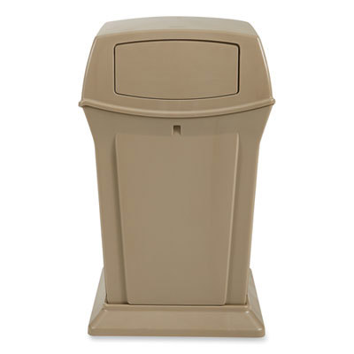 Trash Can: 35 gal, Square, Beige