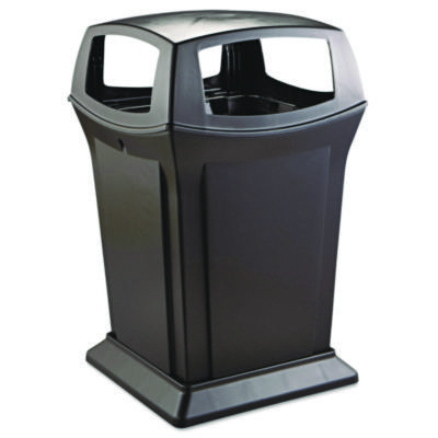 Trash Can: 45 gal, Square, Black