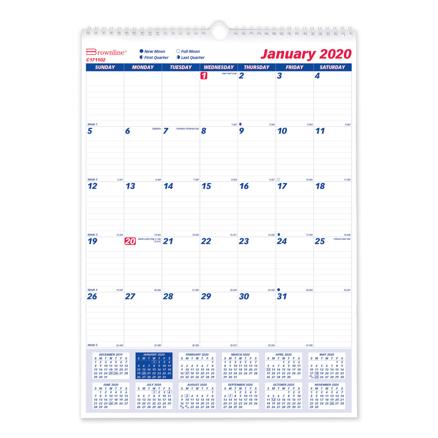 Wall Calendar: 12 Sheets, Planner Ruled