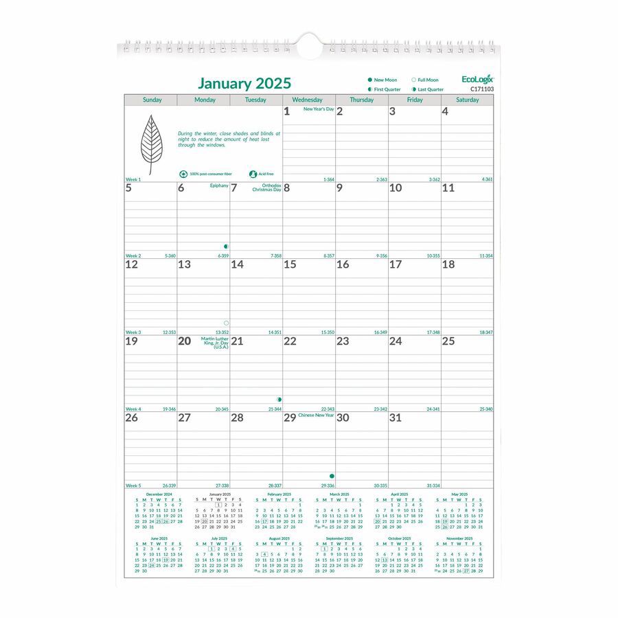 CALENDAR,WALL,12X17,WH