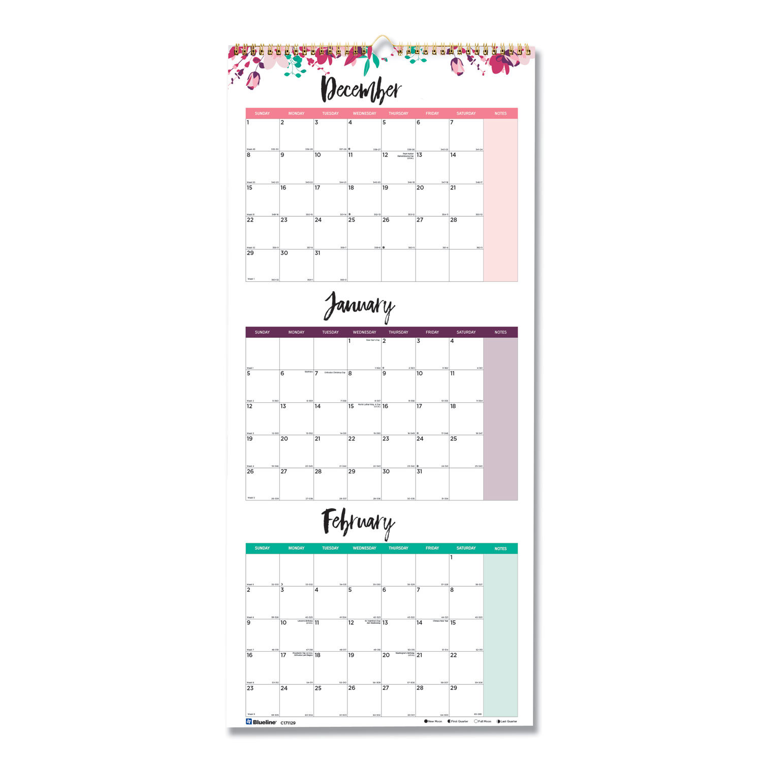 CALENDAR,3-MONTH,WALL