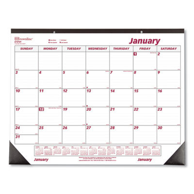 Monthly Desk Pad or Wall Calendar 2,022: 12 Sheets, Ruled Blocks, Red & White Paper