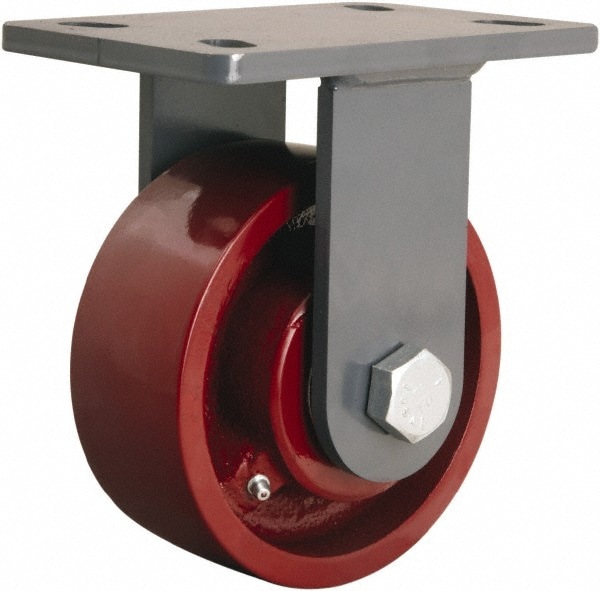 Rigid Top Plate Caster: Cast Iron, 6