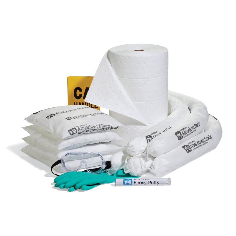Spill Kits; Kit Type: Oil-Based Liquids ; Application: Oil Only ; Container Type: Box ; Container Size (Gal.): 19 ; Color: White ; Container Material: Polypropylene