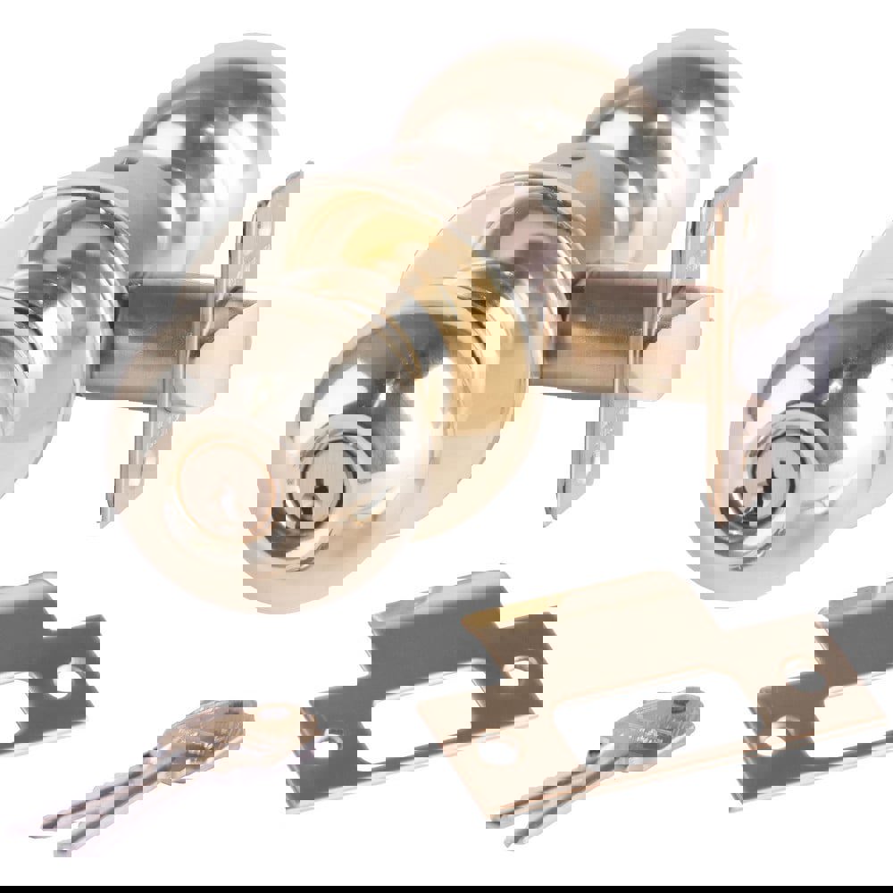 Knob Locksets; Type: Storeroom ; Key Type: Keyed Different ; Material: Metal ; Finish/Coating: Bright Brass ; Compatible Door Thickness: 1-3/8