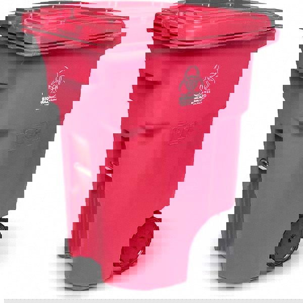 Hazardous Waste Cans; Container Capacity: 96 ; Container Shape: Rectangle ; Overall Diameter: 29.75in ; Overall Height: 53.25in ; Color: Red