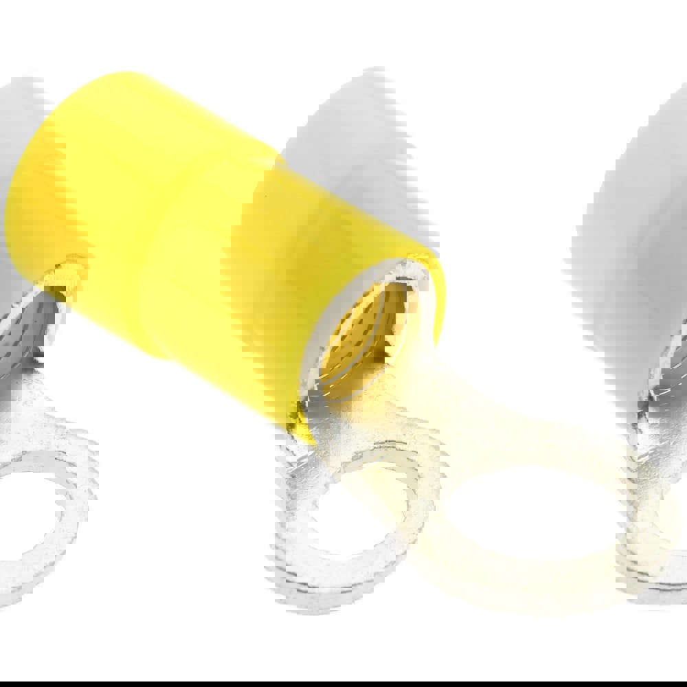 Circular Ring Terminal: Partially Insulated, 4 AWG, Crimp Connection