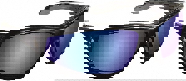 Safety Glasses: Scratch-Resistant, Polycarbonate, Blue Mirror Lenses, Full-Framed