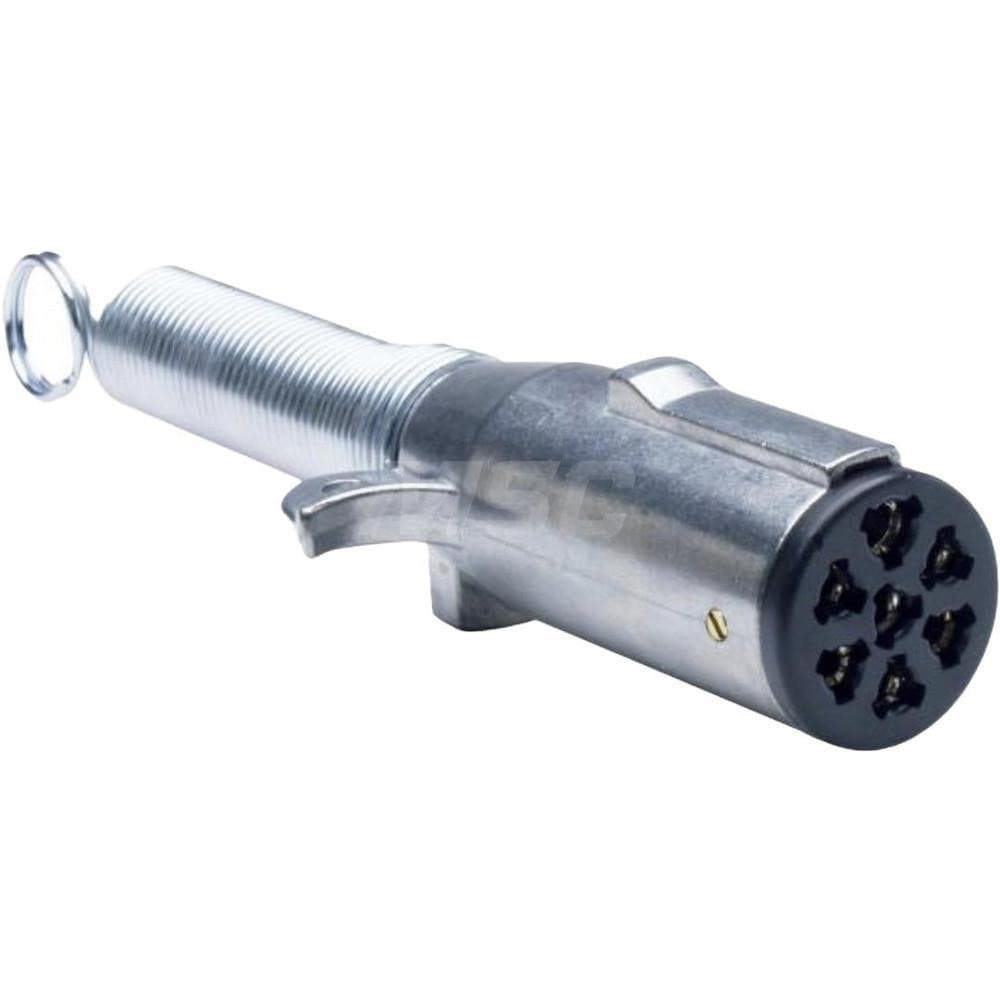 Automotive Wiring Connectors; Product Type: 7-Way Plug ; Fits Vehicle Make: All Makes & Models ; Description: 7-Way Trailer Plug; Corrosion-Resistant Diecast Zinc w/Tight Grip Screw Terminal; Accepts Up To 10-Gauge Wire; Meets Requirements of Sae J560