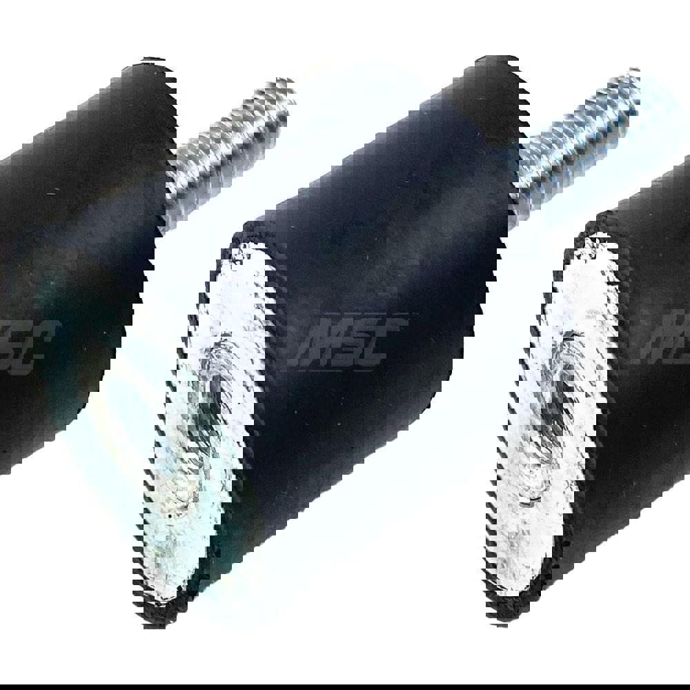 Vibration Isolators; Isolator Type: Plate/Stud; Maximum Load Capacity: 140.00; Insert Material: Zinc-Plated Steel; Isolator Material: Natural Rubber; Thread Size: 8 mm; Overall Width: 30; Overall Diameter: 30 mm; Overall Height: 25 mm; Thread Length: 23.0