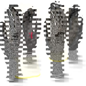 Polyurethane Coated Plastic Size L Reusable Cut Resistant Gloves in Grey and Salt & Pepper