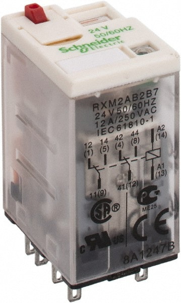 8 Pins, 1.2 VA Power Rating, Ice Cube Electromechanical Plug-in General Purpose Relay