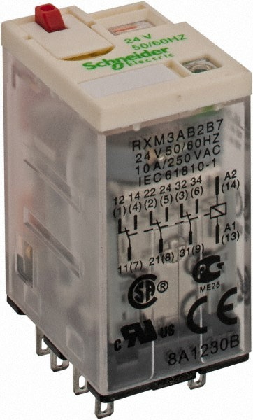 11 Pins, 1.2 VA Power Rating, Ice Cube Electromechanical Plug-in General Purpose Relay