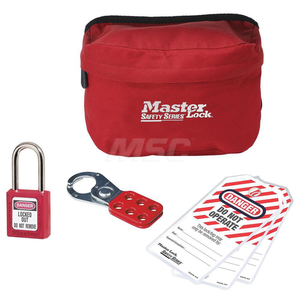 Portable Lockout Kits; Lockout Kit Type: Padlock & Hasp Kit ; Container Type: Pouch ; Number of Padlocks Included: 1 ; Key Type: Keyed Alike ; Container Material: Nylon ; Container Color: Red