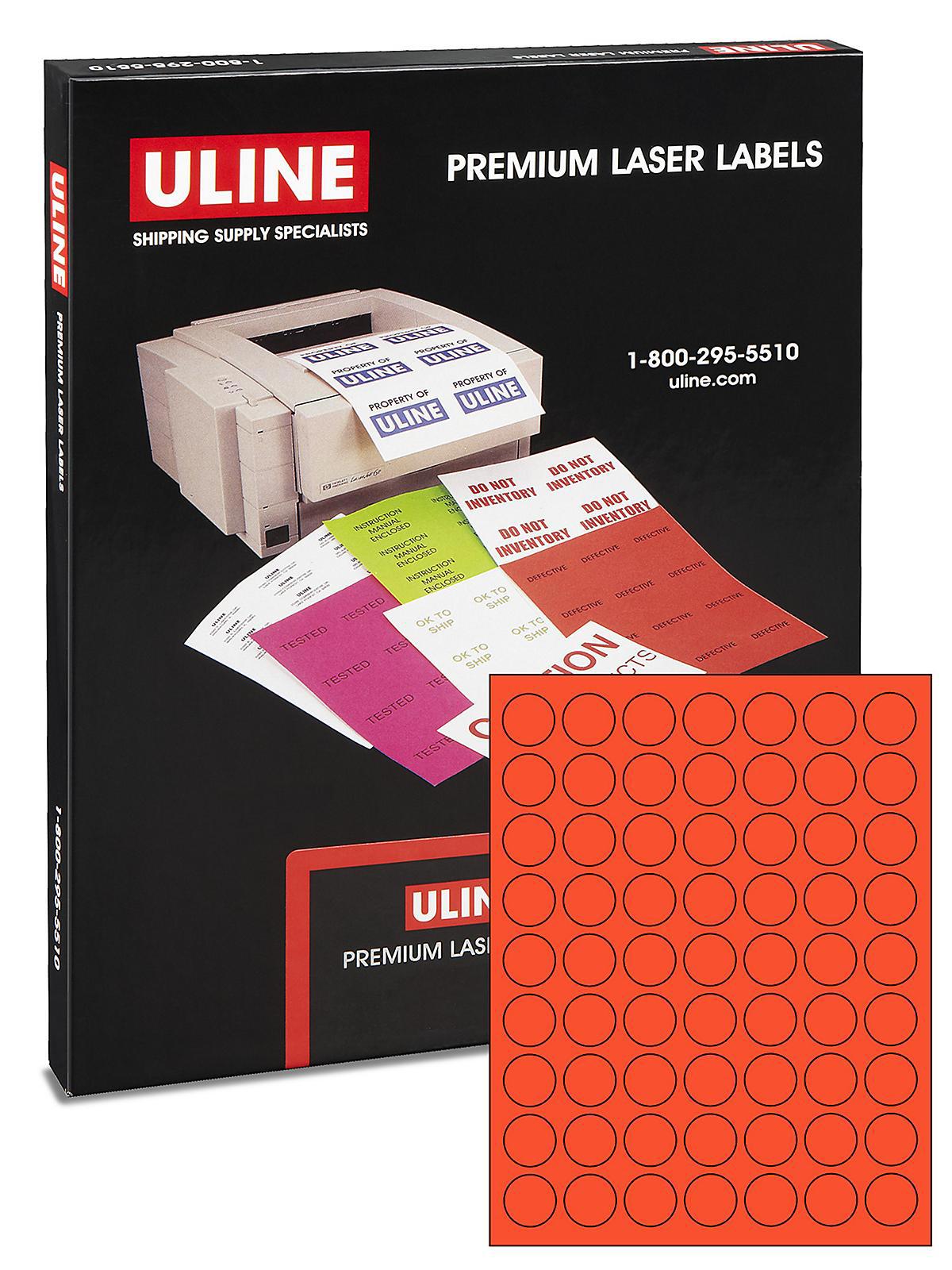 Uline Circle Laser Labels - Fluorescent