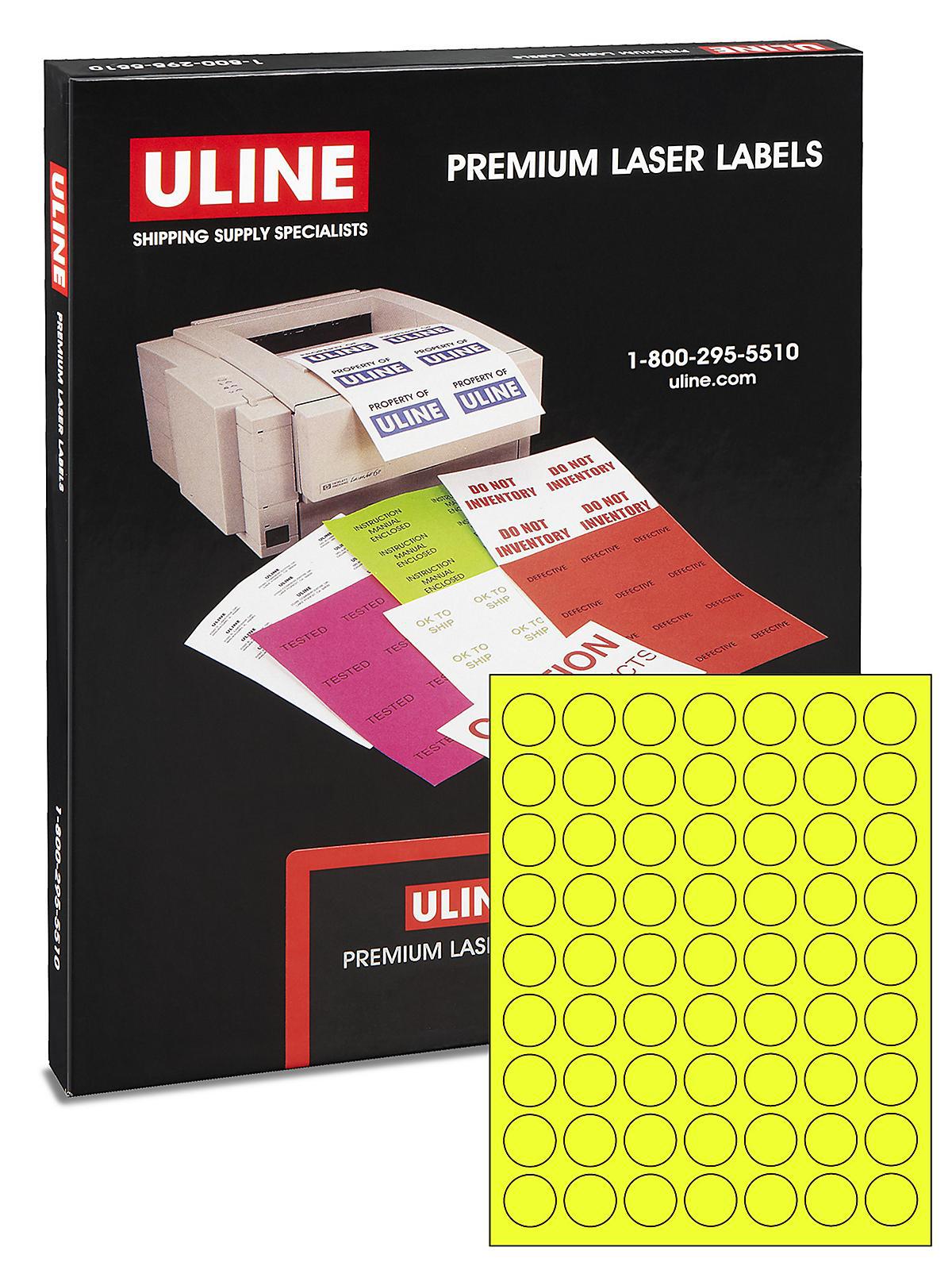 Uline Circle Laser Labels - Fluorescent