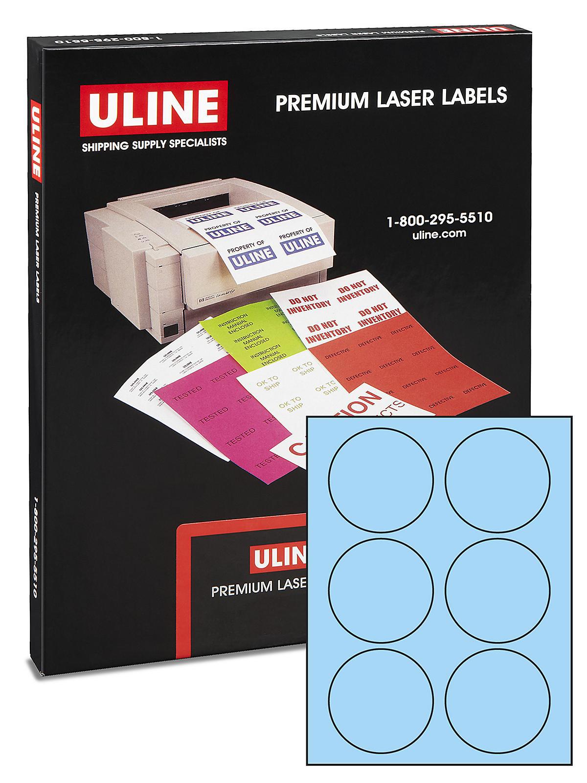 Uline Circle Laser Labels - Pastel Blue,