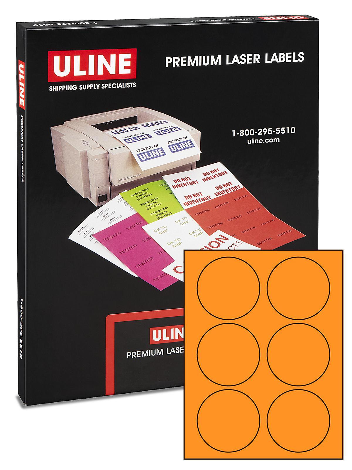 Uline Circle Laser Labels - Fluorescent