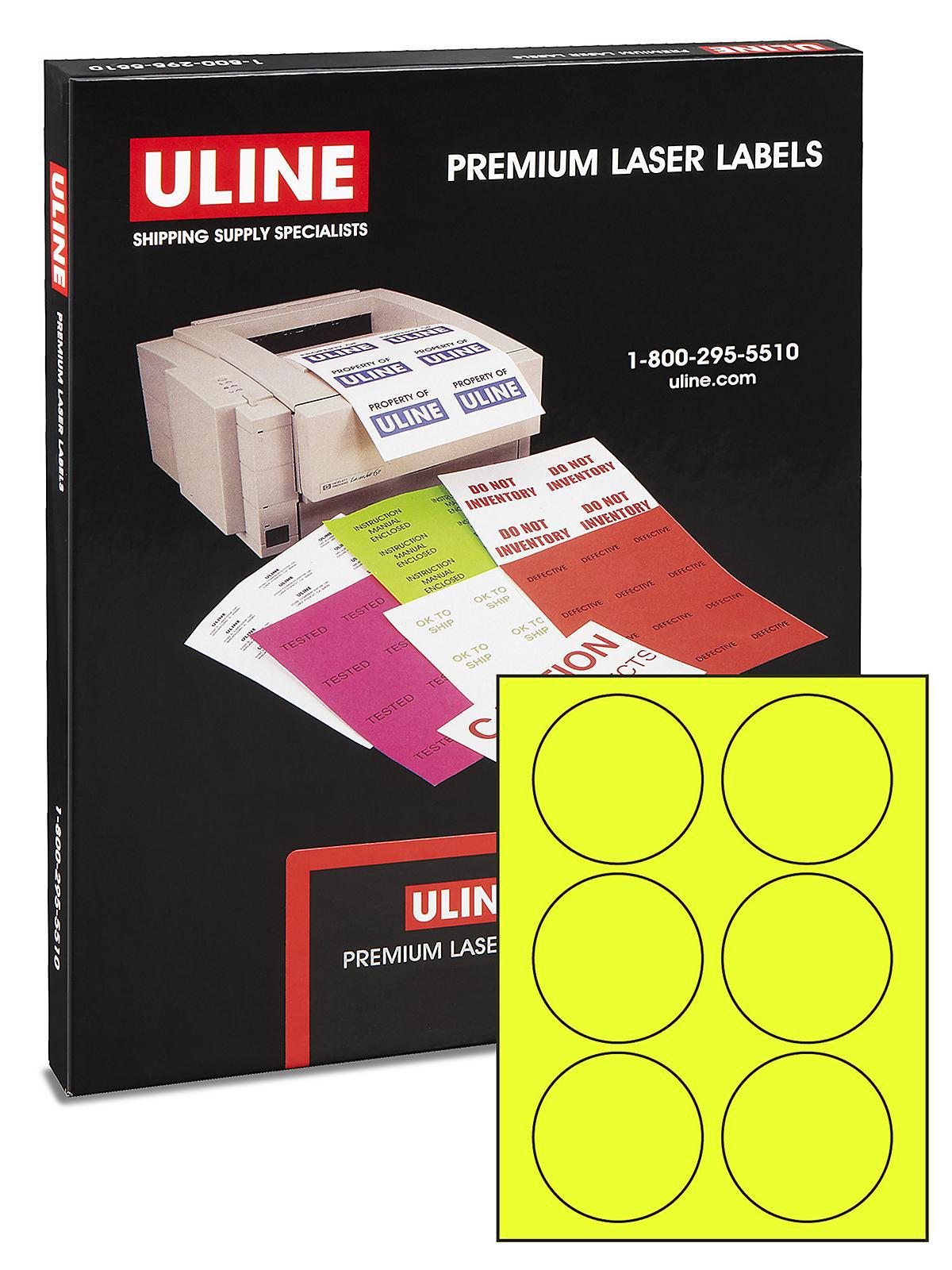 Uline Circle Laser Labels - Fluorescent