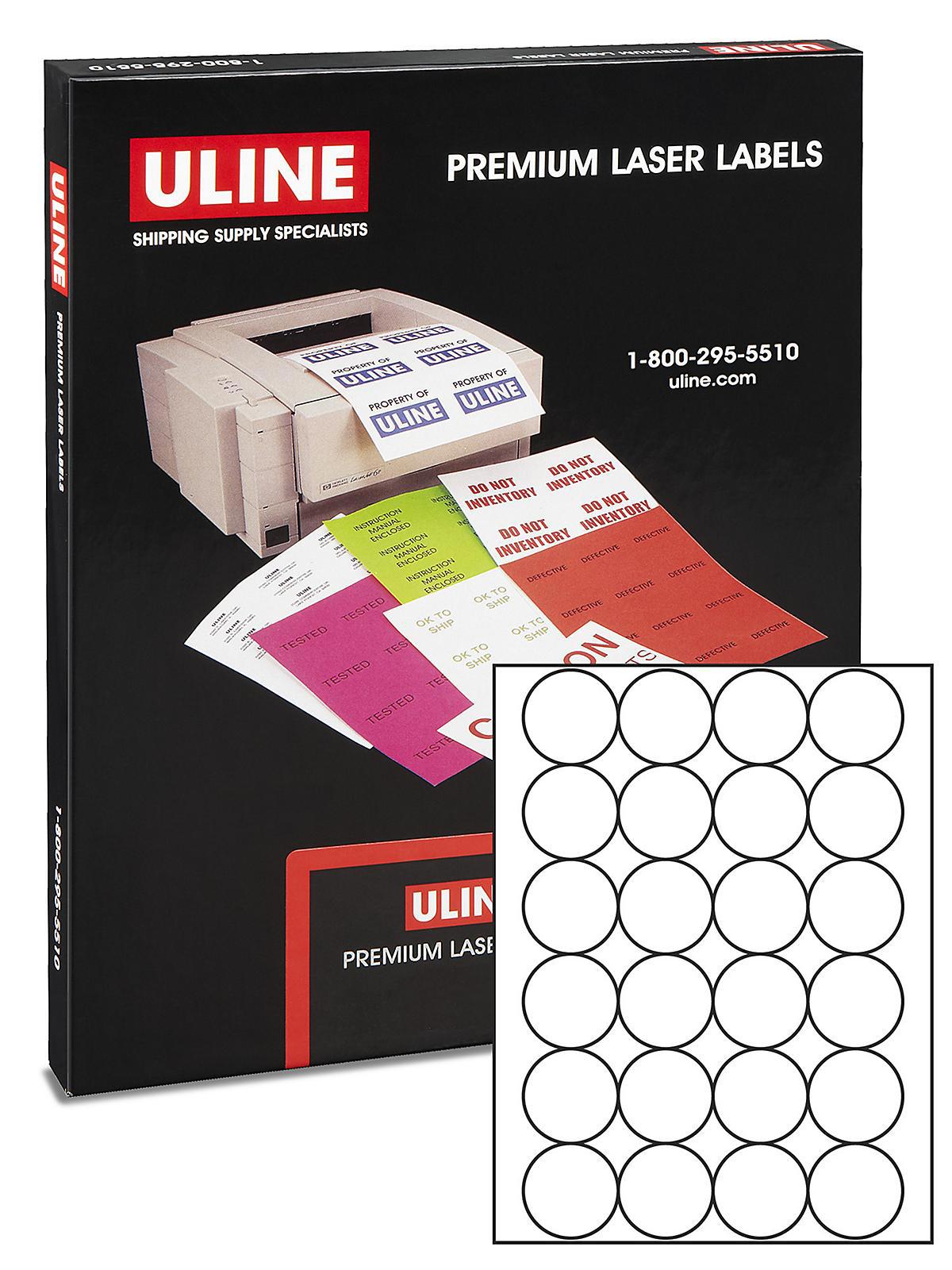 Uline Circle Laser Labels - Clear, 1 2 3
