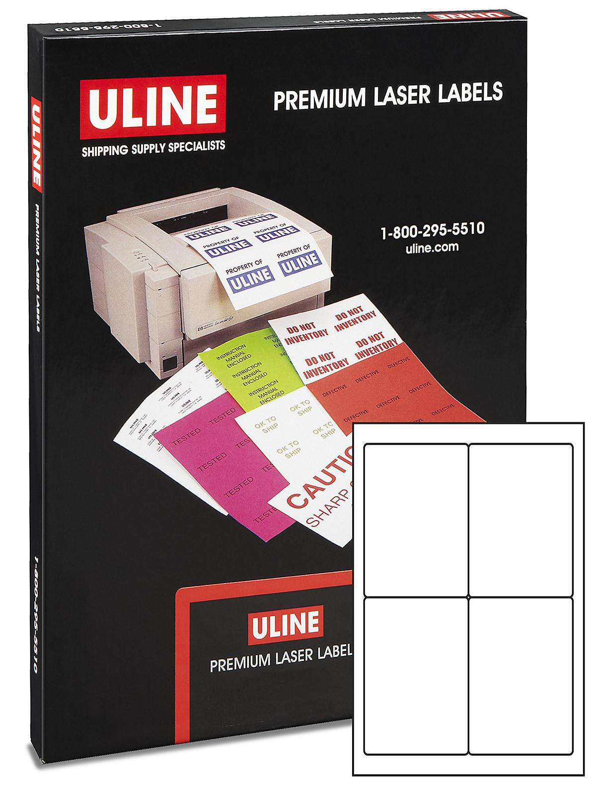 Uline Laser Labels - Glossy White, 4 x 6