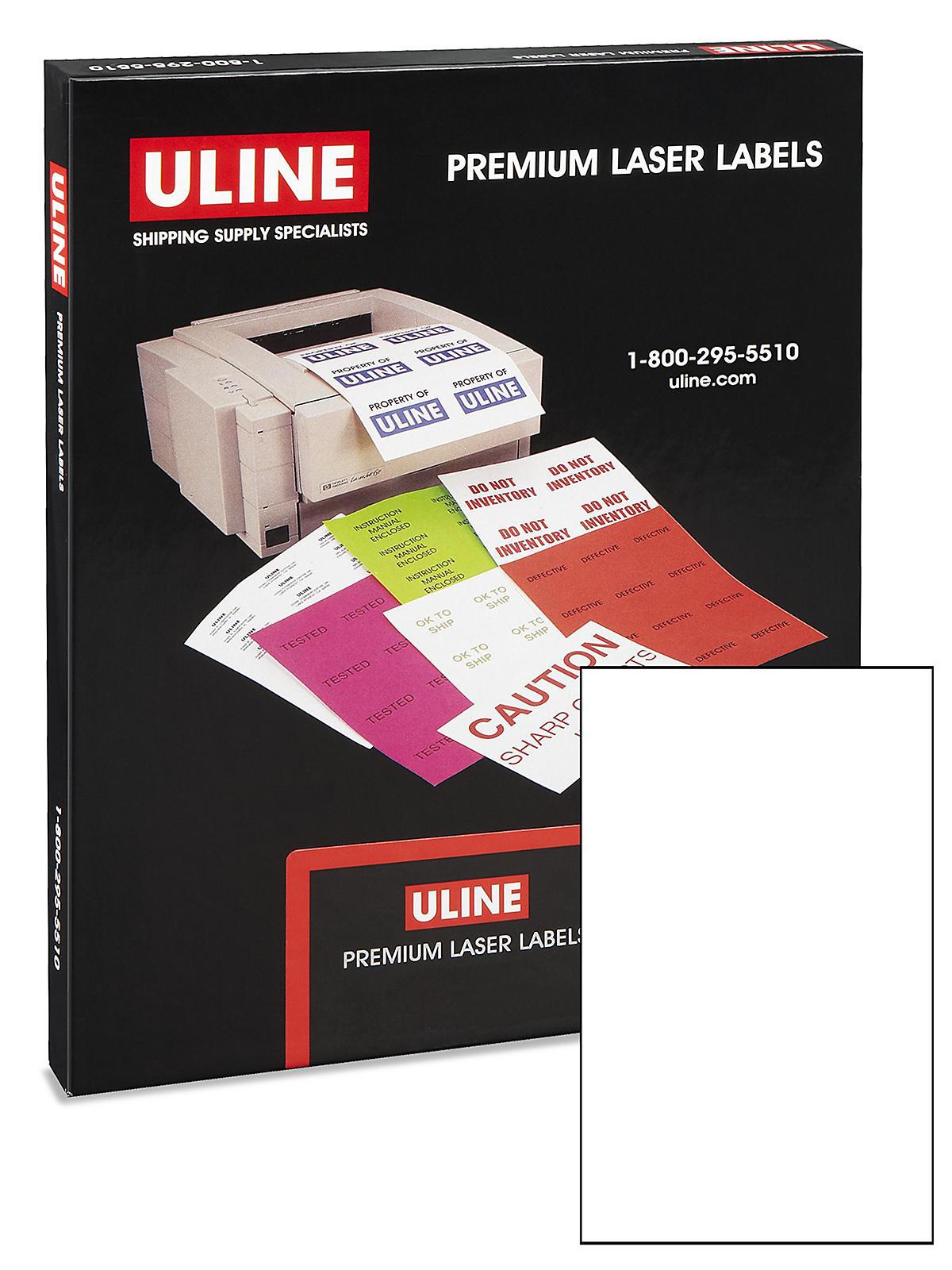 Uline Laser Labels - White, 8 1 2 x 14