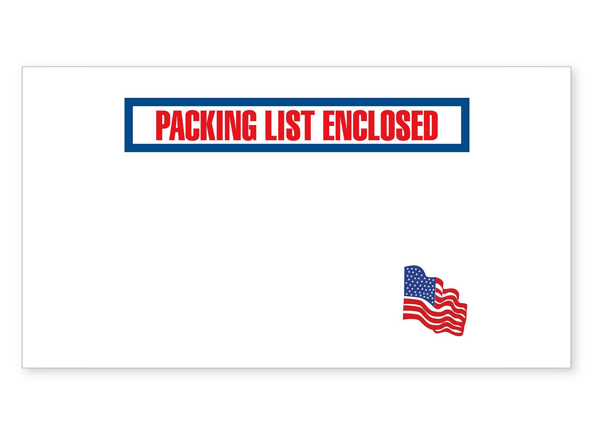 American Flag Packing List Envelopes - 5