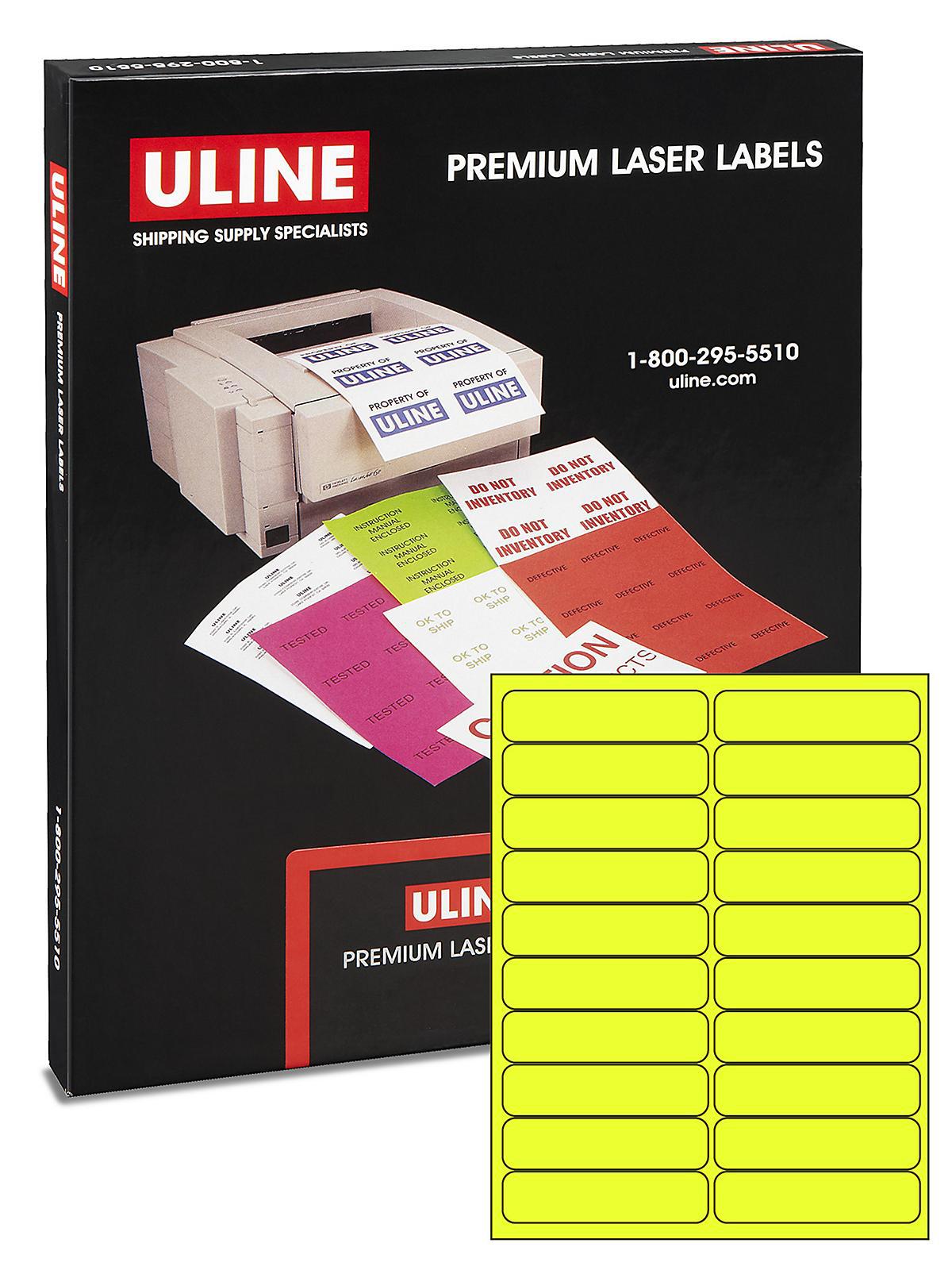 Uline Laser Labels - Fluorescent Yellow,