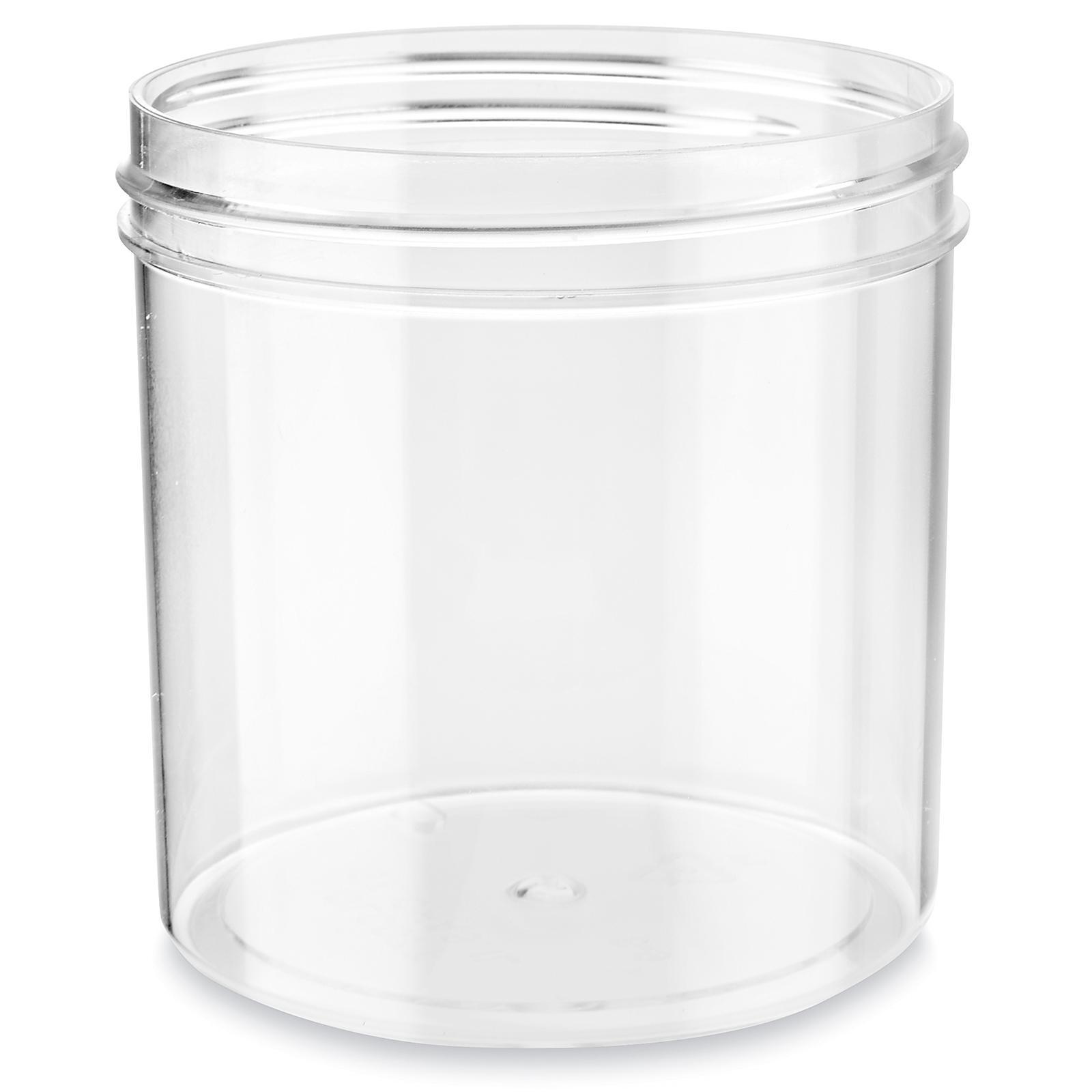 Clear Round Wide-Mouth Plastic Jars Bulk