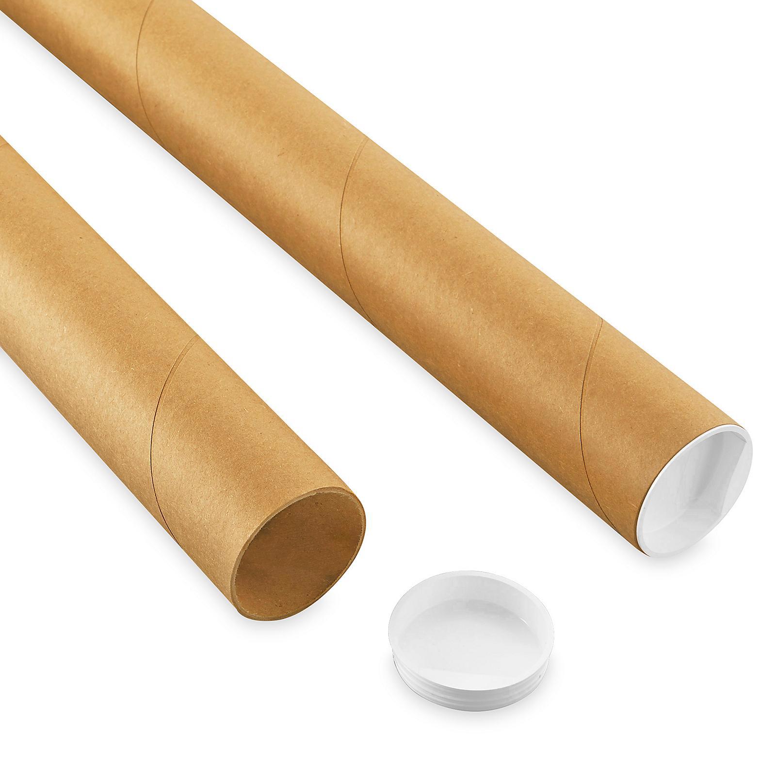 Kraft Mailing Tubes with End Caps - 2 x