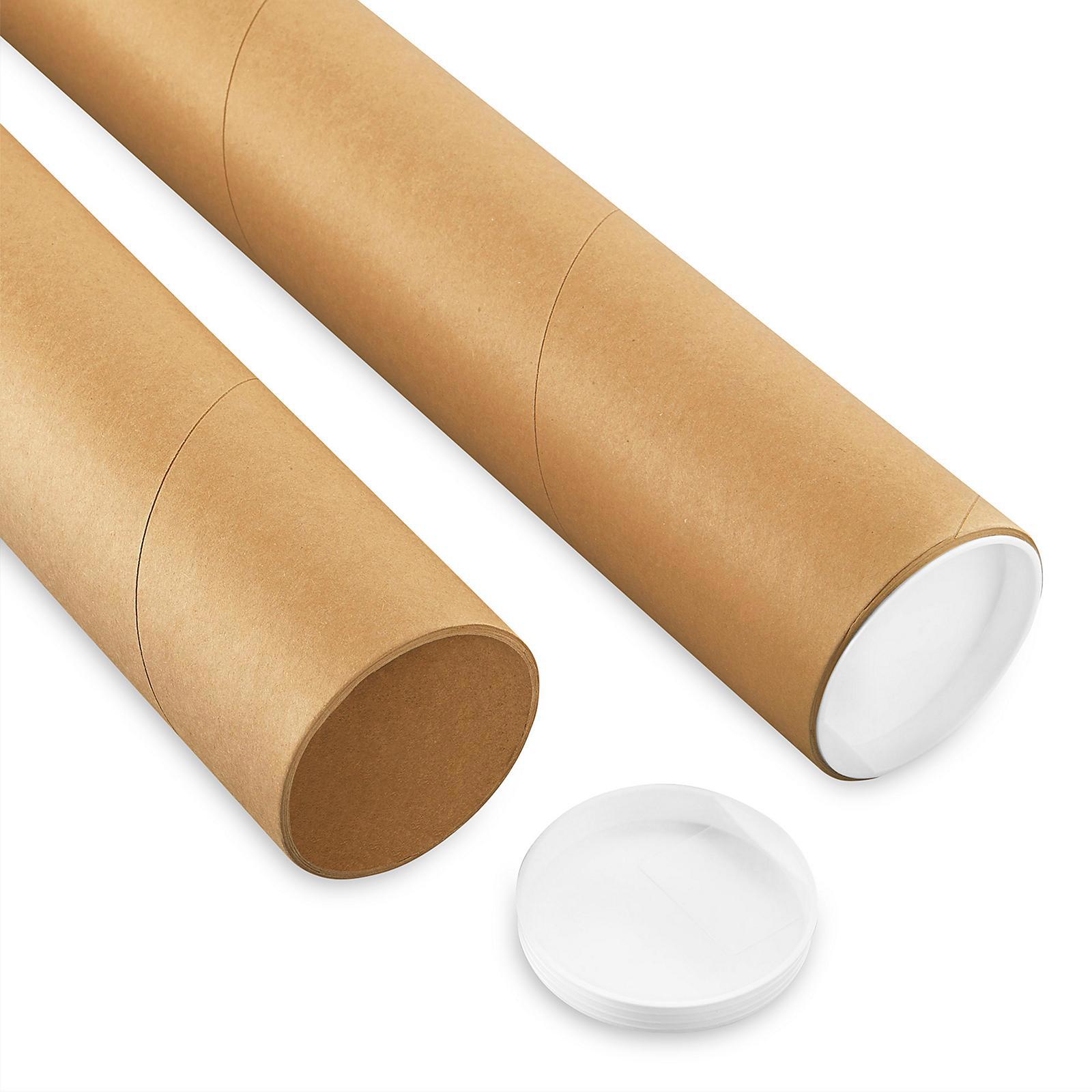 Kraft Mailing Tubes with End Caps - 3 x