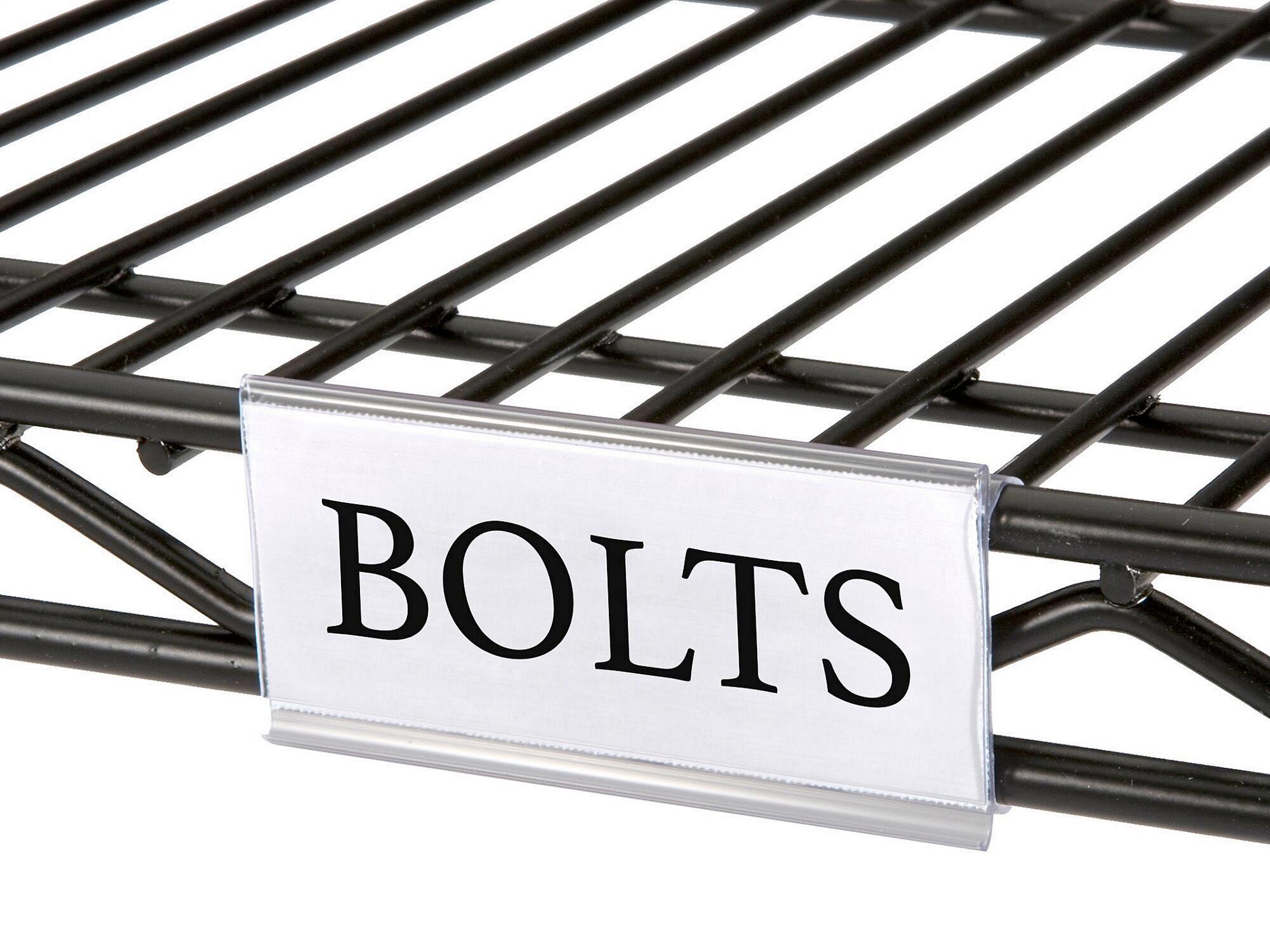 Standard Wire Shelving Label Holders wit