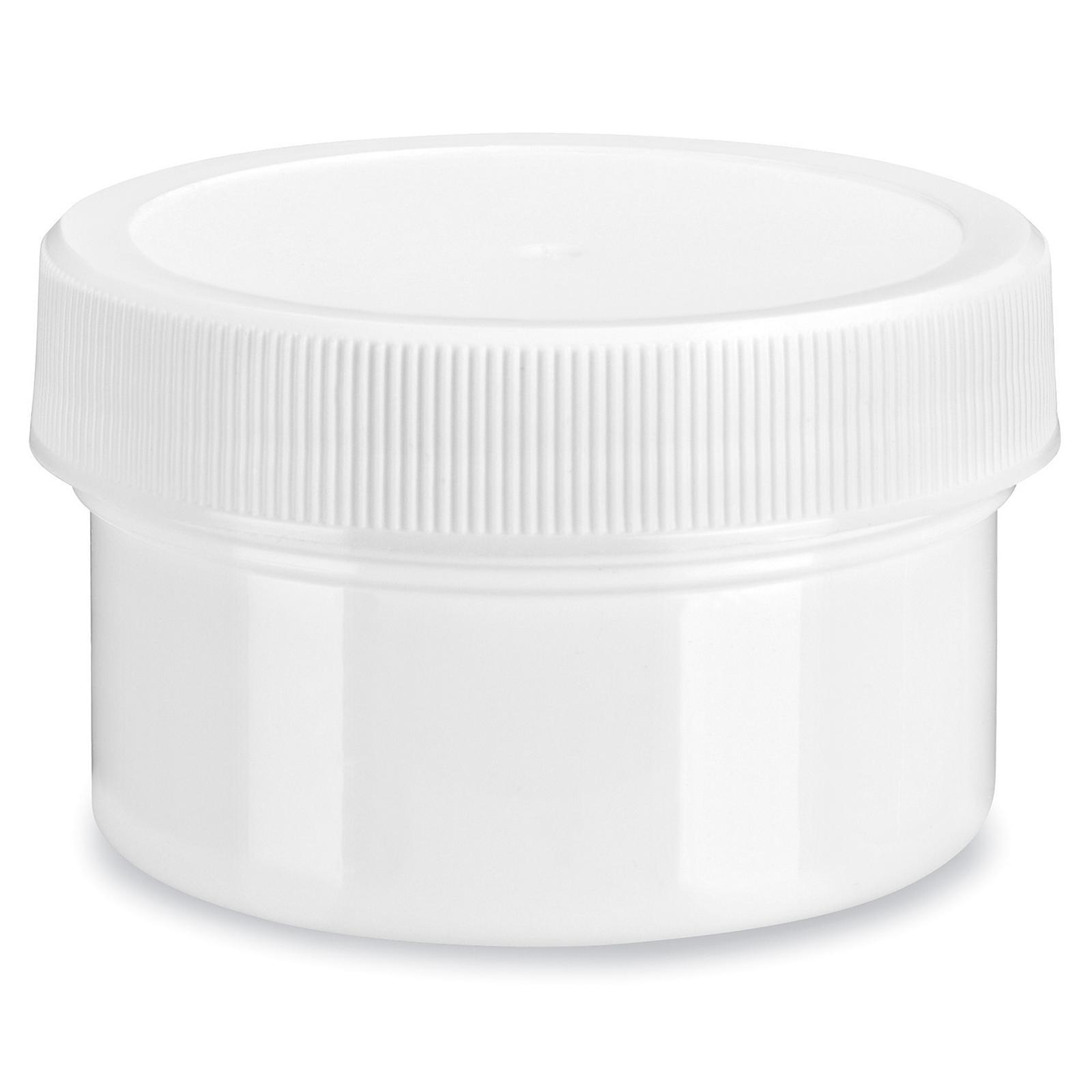 White Round Wide-Mouth Plastic Jars - 1
