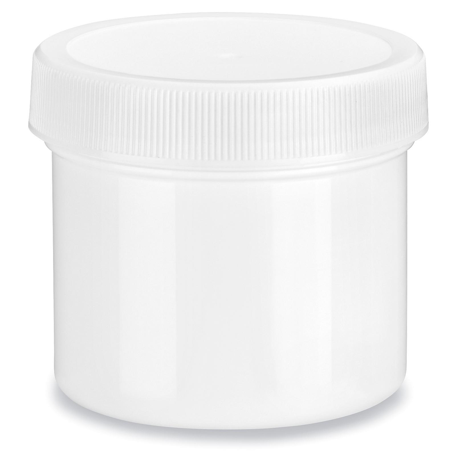 White Round Wide-Mouth Plastic Jars - 2
