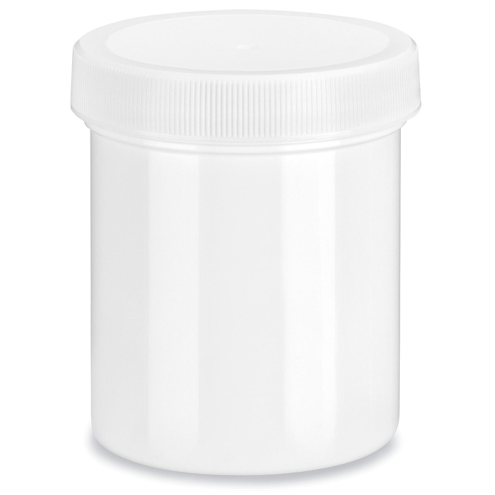 White Round Wide-Mouth Plastic Jars - 4