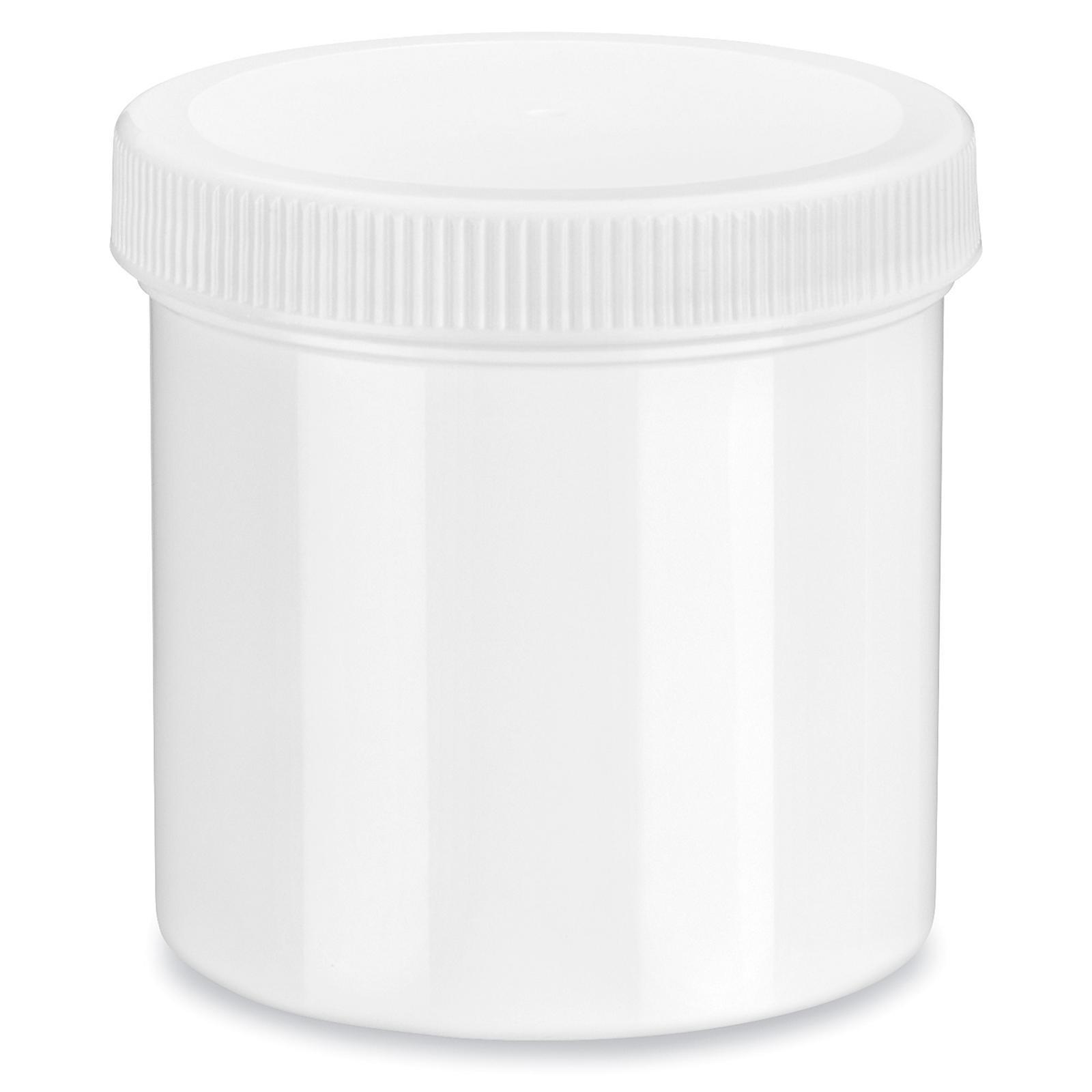 White Round Wide-Mouth Plastic Jars - 6