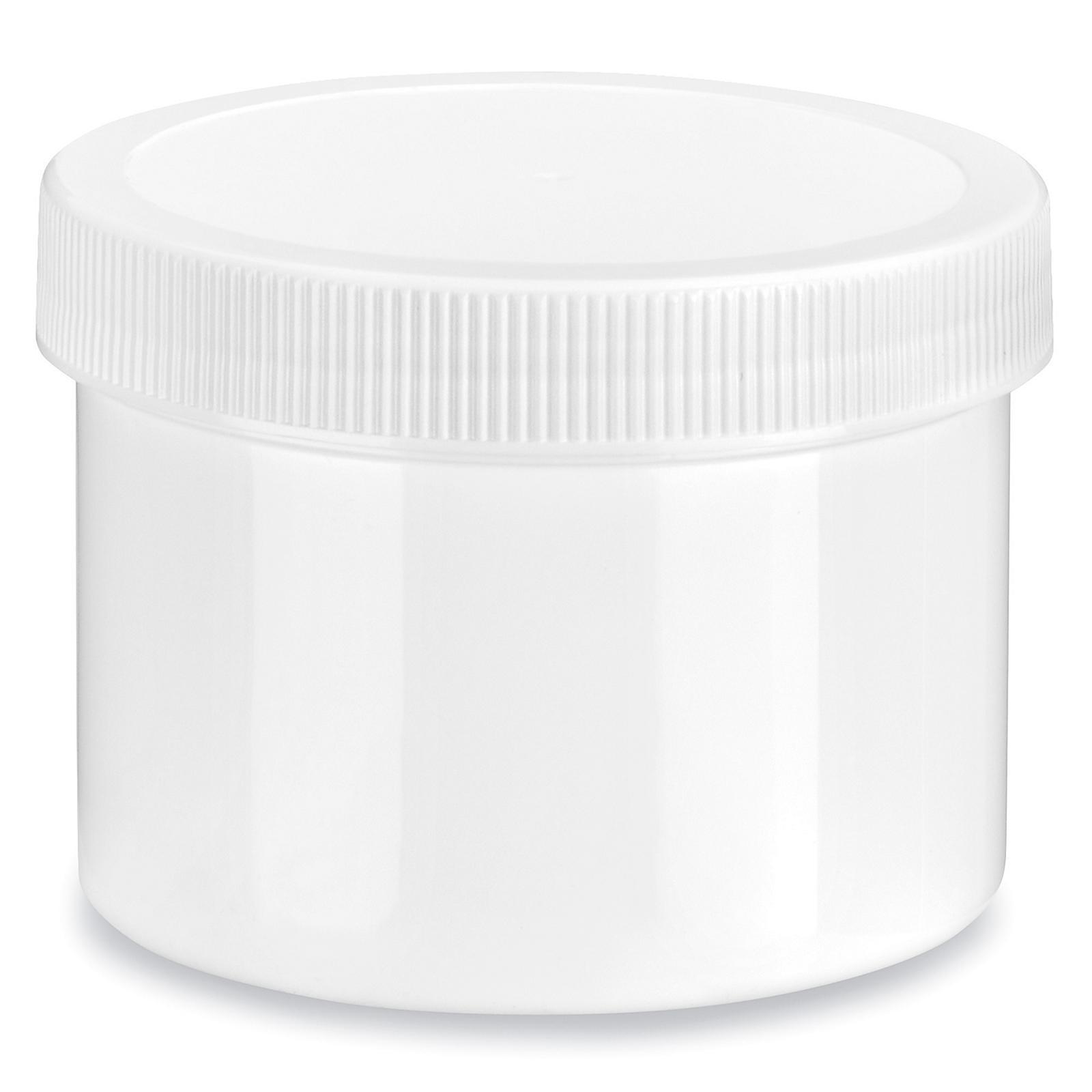 White Round Wide-Mouth Plastic Jars - 8
