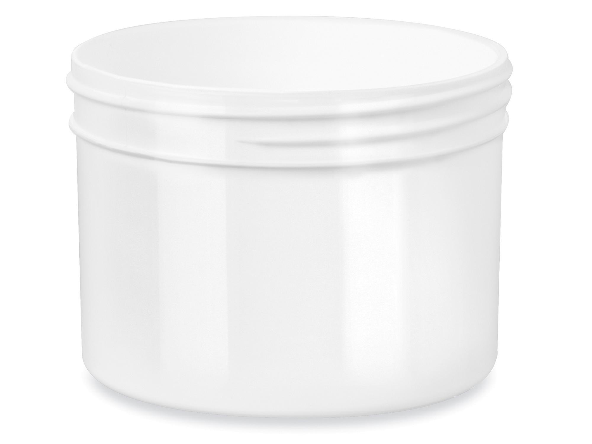 White Round Wide-Mouth Plastic Jars Bulk