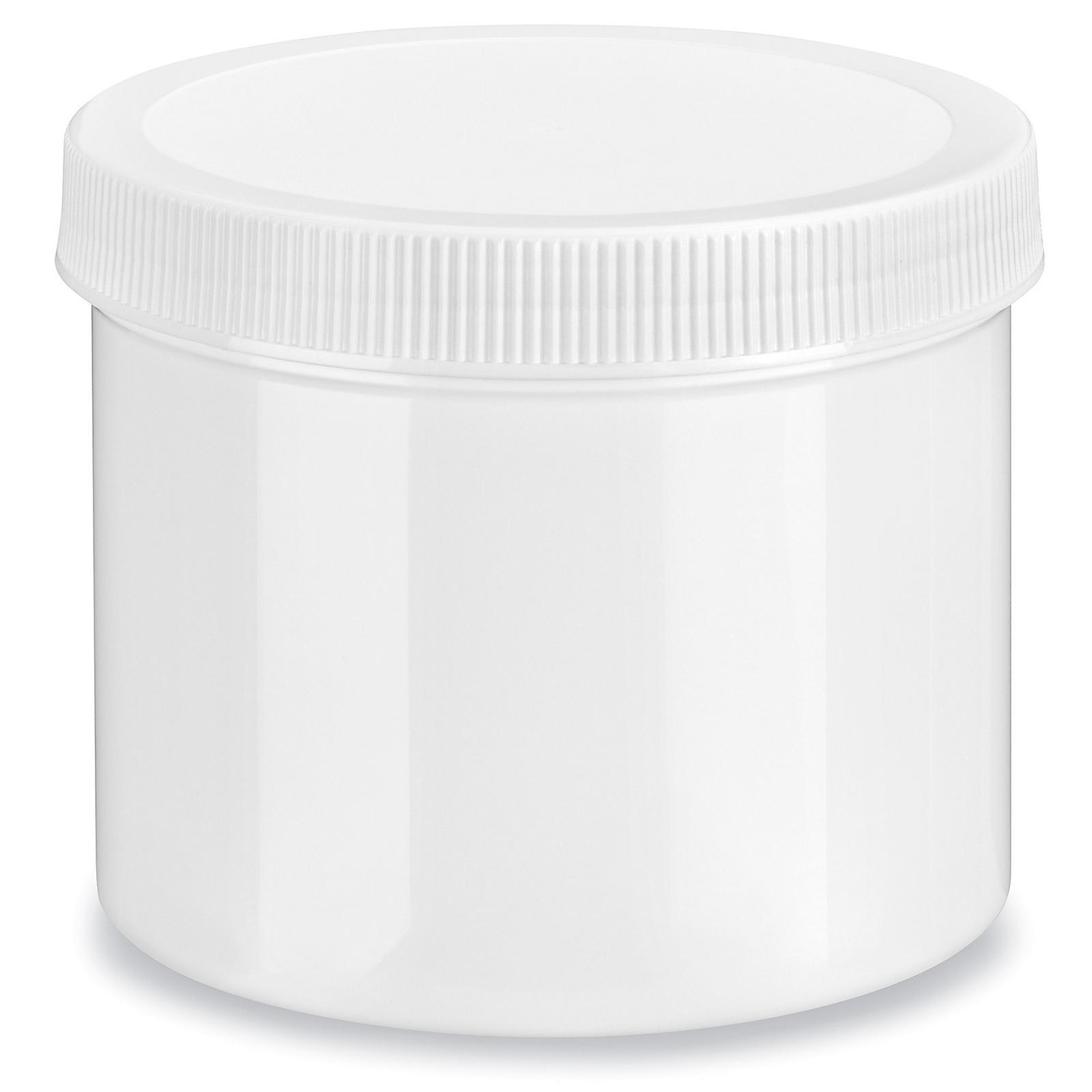 White Round Wide-Mouth Plastic Jars - 32