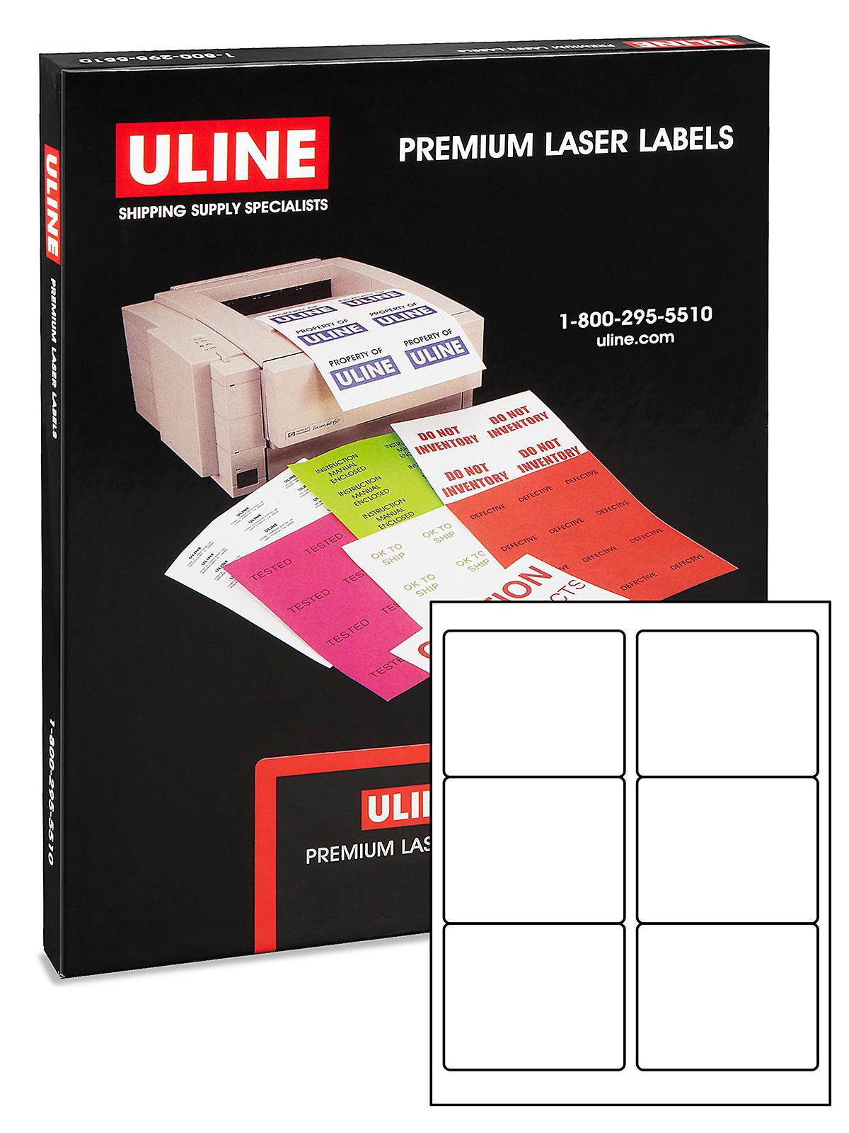 Uline Quick Lift Laser Labels - White, 4
