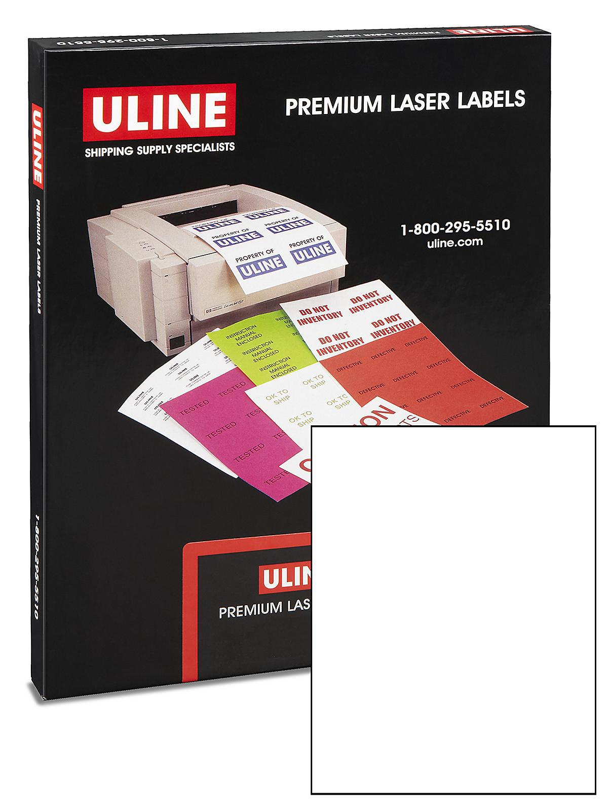 Uline Laser Labels - Glossy White, 8 1 2