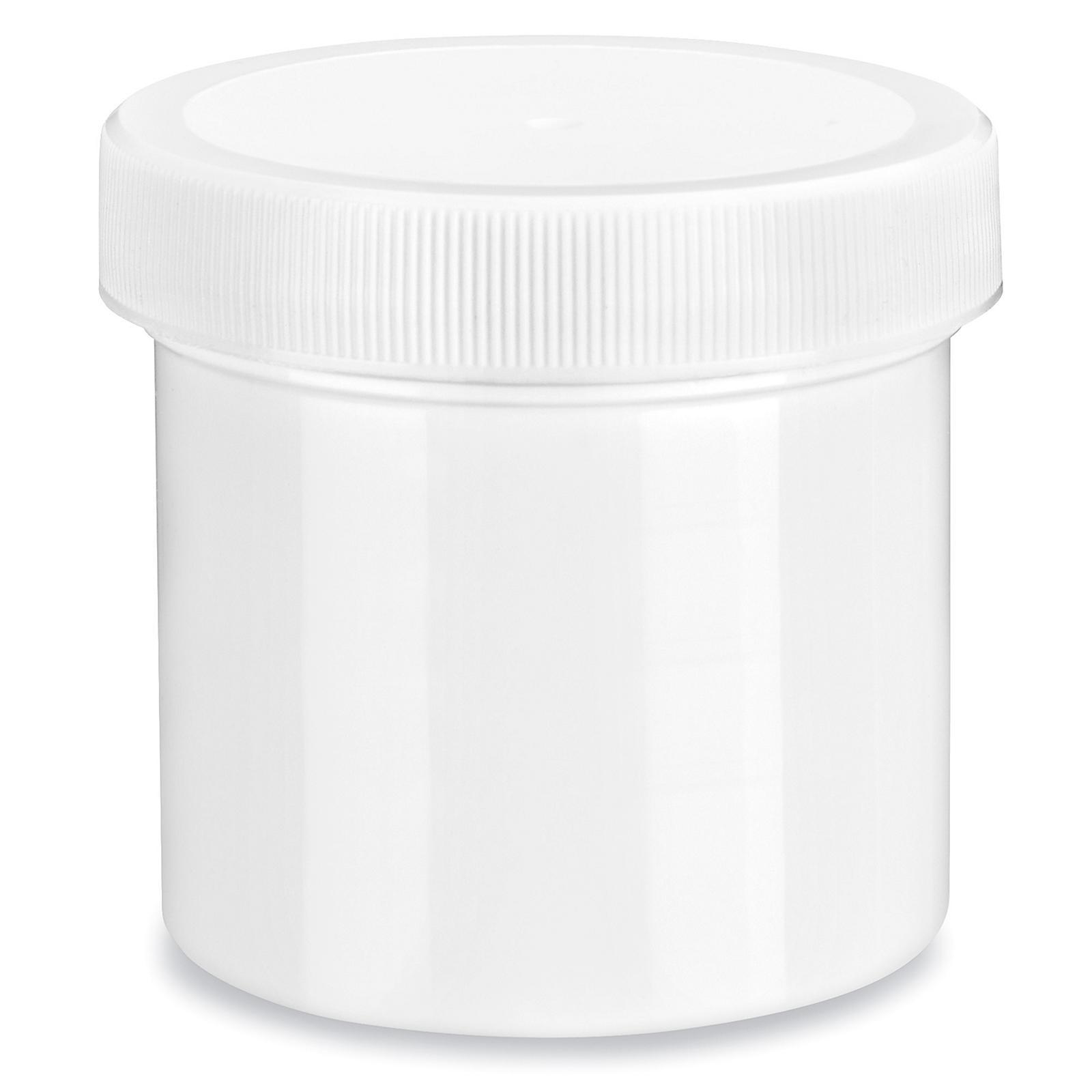 White Round Wide-Mouth Plastic Jars - 3
