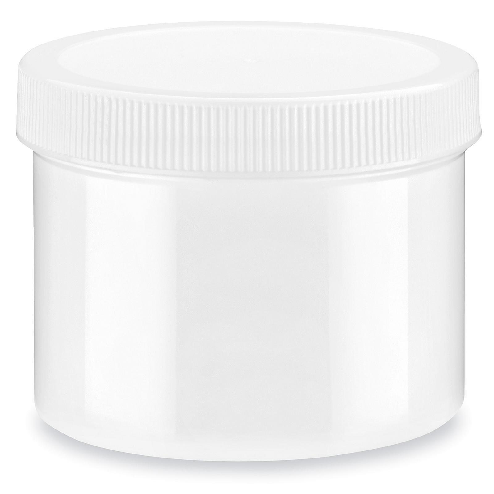 White Round Wide-Mouth Plastic Jars - 10