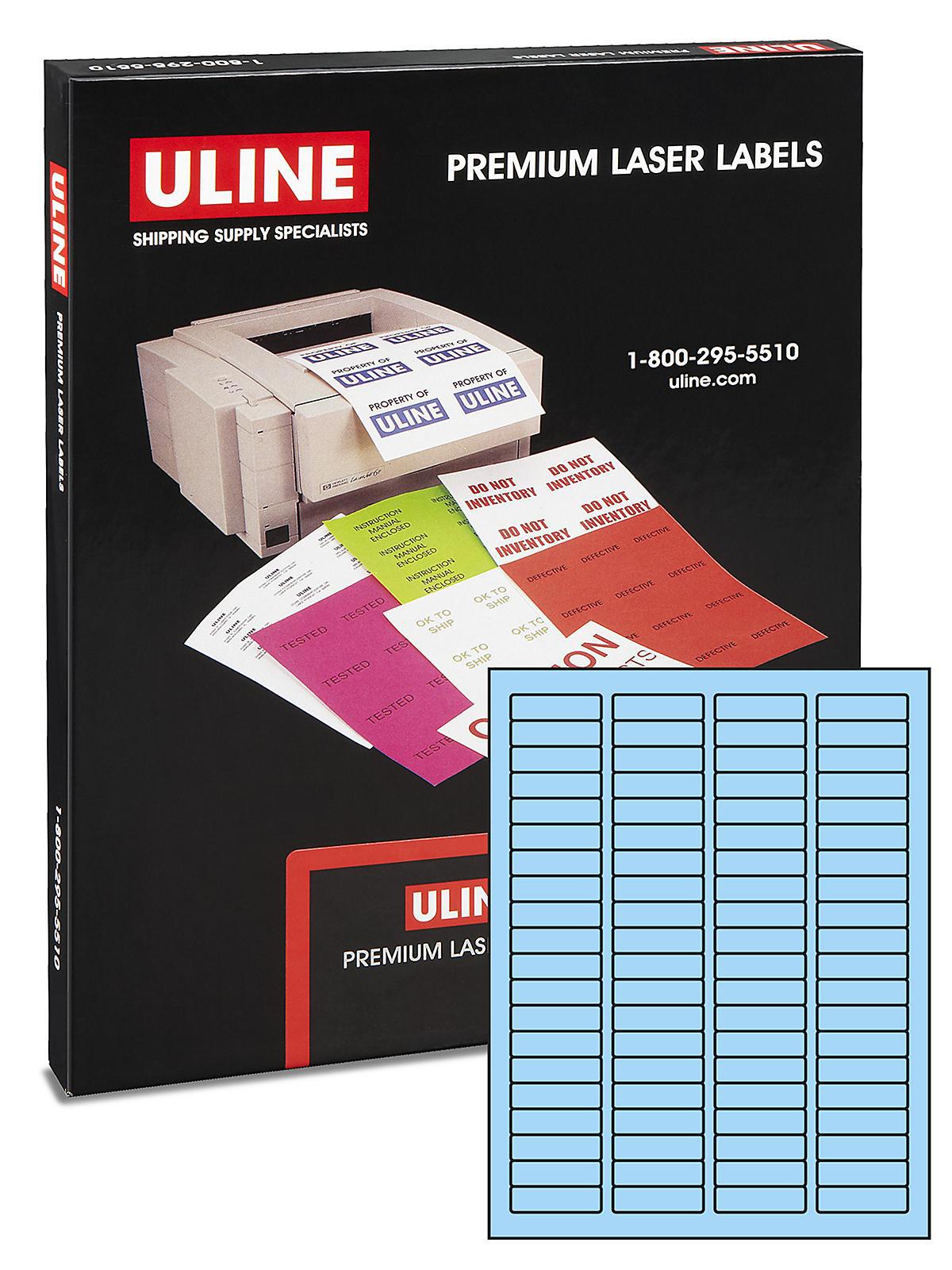 Uline Laser Labels - Pastel Blue, 1 3 4